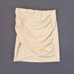 Free People Mini Skirt Womens Small Angie Faux Wrap Ivory Tan Rouched 16L 27W